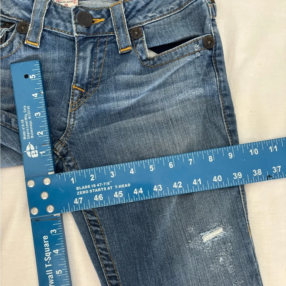 True Religion Women’s Hi Rise Bootcut Jeans 27 Made in USA Distressed Y2K - Picture 6 of 14